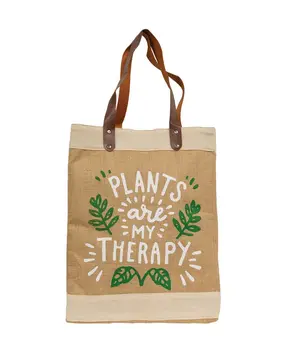 Plants Are My Therapy Jute Tote