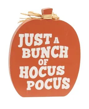Hello Beautiful/Hocus Pocus 2-Sided Wooden Pumpkin Sitter