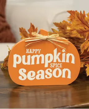 Pumpkin Spice/Spooky Season 2-Sided Wooden Pumpkin Sitter