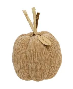 Beige Thankful Sweater Pumpkin, 5.5" Dia.