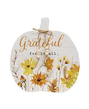 Golden Fall Wildflower Wooden Pumpkin Sitter, 2 Asstd.