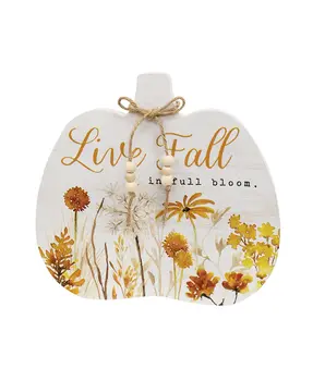 Golden Fall Wildflower Wooden Pumpkin Sitter, 2 Asstd.