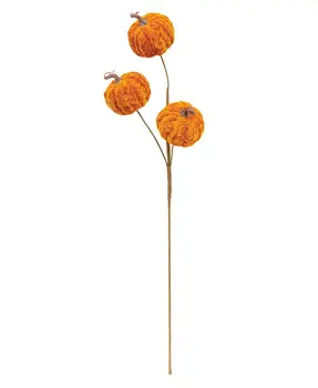 Orange Chenille Pumpkin Trio Spray, 27"