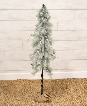 Snowy Bristle Pine & Boughs Tree w/Burlap Base, 45", SH262507