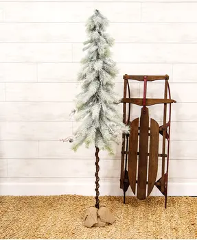 Snowy Bristle Pine & Boughs Tree w/Burlap Base, 56", SH262508