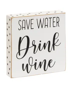 One Sip at a Time Polka Dot Square Block, 3 Asstd.