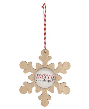 Merry Everything Wooden Snowflake Ornament, 3 Asstd.