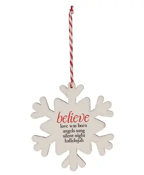 Believe, Joy, Love Snowflake Ornament, 3 Asstd.