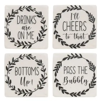 Pass the Bubbly Coasters, 4/Set
