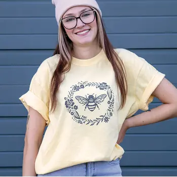 Comfort Colors® Floral Bee T-Shirt, Butter, L215