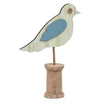 Cottage Rose Distressed Wooden Bird on Spool - 2 Asstd., 38981