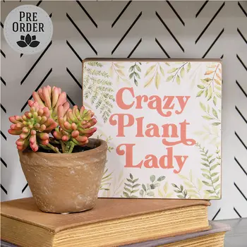 Crazy Plant Lady Box Sign, 38988