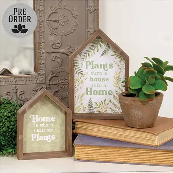 2/Set - Plant House  Shaped Box Signs, 38993