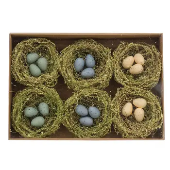 6/Set - Mini Speckled Eggs in Mossy Nests, SA112643