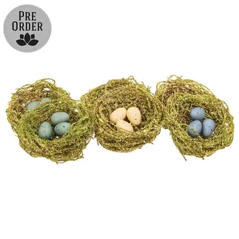 6/Set - Mini Speckled Eggs in Mossy Nests, SA112643