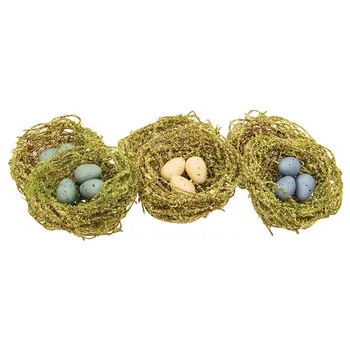 6/Set - Mini Speckled Eggs in Mossy Nests, SA112643