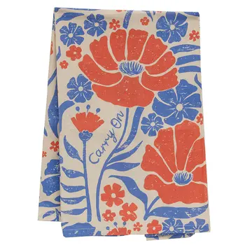 Carry On flower tea towel 18 x 28, 19897