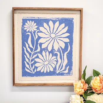 Blue Flower on Natural Background Frayed Edge Print 18in. X 16in., 19931