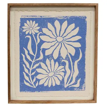 Blue Flower on Natural Background Frayed Edge Print 18in. X 16in., 19931