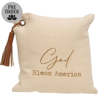 God Bles America mini sentiment pillow - 8in x 8in, 19943