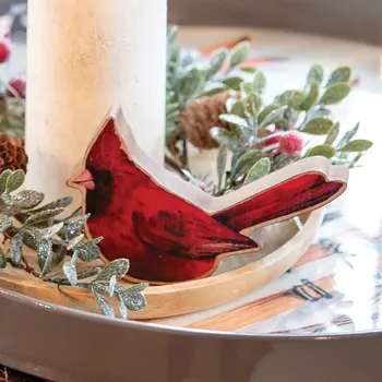 Chunky Wood Cardinal Sitter