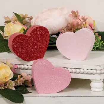 Chunky Glittered Heart Name Card Holders, 3/Set, 38960