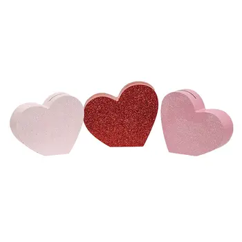 Chunky Glittered Heart Name Card Holders, 3/Set, 38960