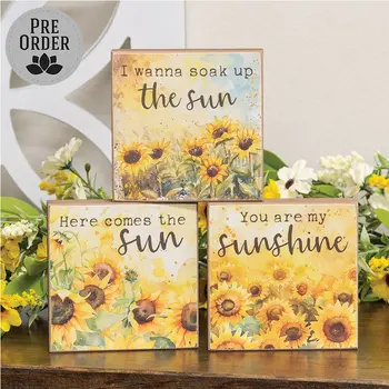 You Are My Sunshine Watercolor Sunflower Block - 3 Asstd., 39036