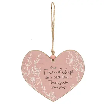 Wildflower Friendship Wooden Heart Ornament - 3 Asstd., 39045