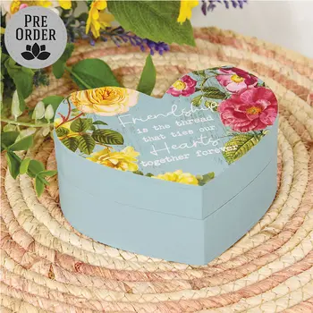 Friendship is the Thread Vintage Rose Heart Trinket Box, 39048