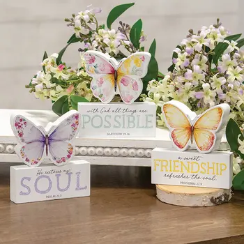 2/Set - Bible Verse Butterfly & Block Sitters - 3 Asstd., 39062