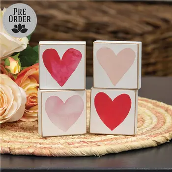 Watercolor Heart 2" Square Block - 4 Asstd., 39065