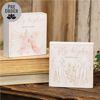 Fly High Angel Wings Box Sign - 2 Asstd., 39086