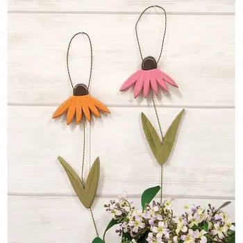 Distressed Wood Coneflower Hanger - 2 Asstd., 39119