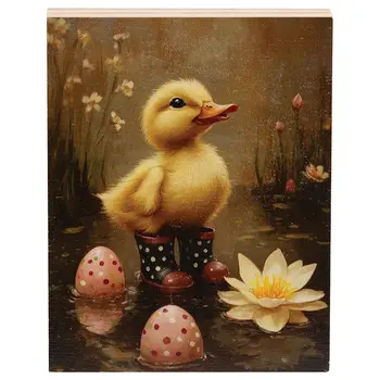 Duckling In White Polka Dot Rainboots Block - 4-1/2 In x 6 In, 51748