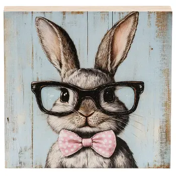Bunny In Black Specs Block - 5 In Sq., 51749