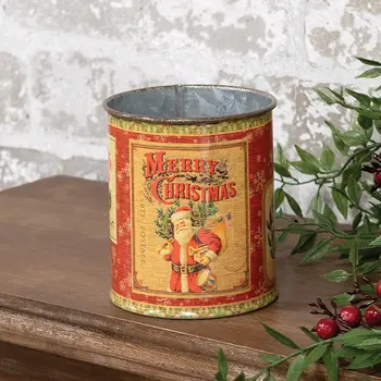 Vintage Santa Metal Can