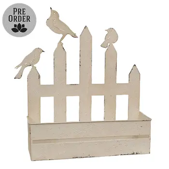 Metal Fence with Birds Planter, 70226