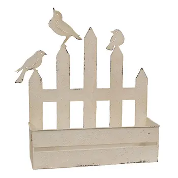 Metal Fence with Birds Planter, 70226v