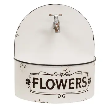 Distressed White Spigot Wall Planter, 70227