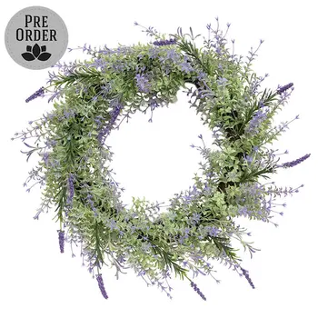 Golden Trumpet & Lavender Wreath - 20 In, CB042645