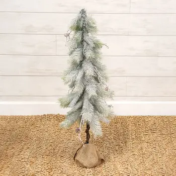 Snowy Bristle Pine & Boughs Tree W/Burlap Base, 34", SHN262506