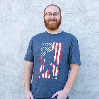 Sasquatch Flag T-Shirt - Heather Navy, L198XXL