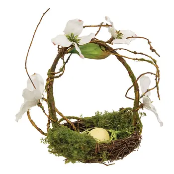 Mossy Dogwood Blossoms Bird Nest Basket, QE152648
