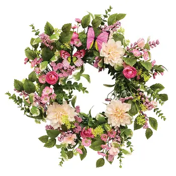 Blushing Butterfly Garden Wreath - 24", SA112637