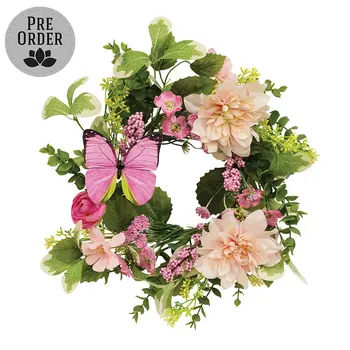Blushing Butterfly Garden Candle Ring - 6.5", SA112640