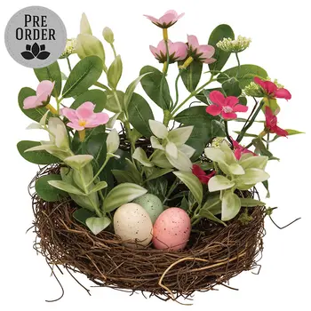 New Growth Blooms & Eggs Nest - 6 In, SA112659