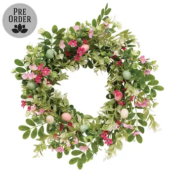 New Growth Blooms & Eggs Wreath - 18 In, SA112660