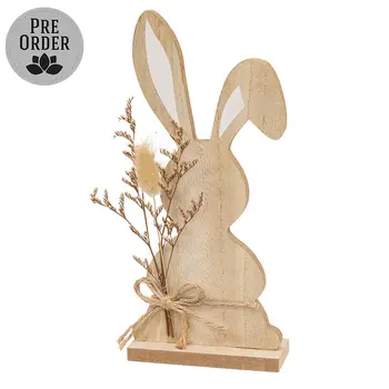 Wood Bunny with Foliage Sitter - 12"H, SUN6015