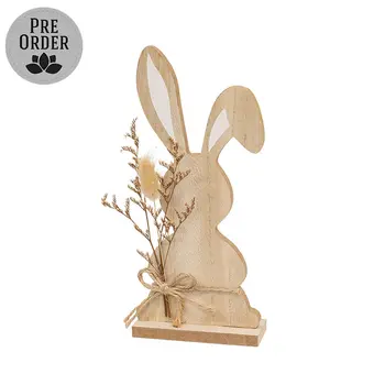 Wood Bunny with Foliage Sitter - 9"H, SUN6016